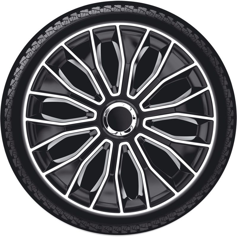4-Delige Wieldoppenset Voltec Pro 16-inch zwart/wit