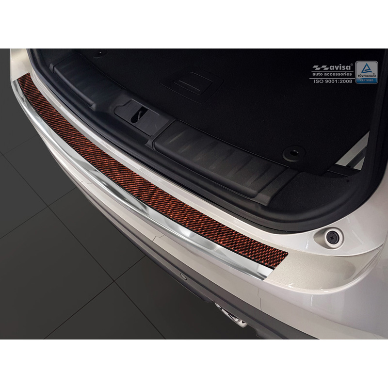 RVS Achterbumperprotector Deluxe Jaguar F-Pace 2016- Chroom/Rood