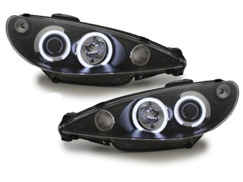 Headlights Peugeot 206 02-07 (ook GTI) CCFL Angel Eyes black
