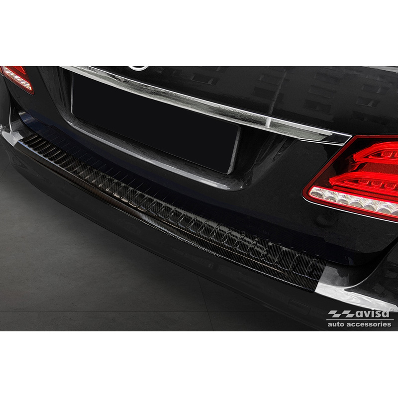 Echt 3D Carbon Achterbumperprotector  Mercedes E-Klasse Kombi FL 2013-2016 'Ribs'