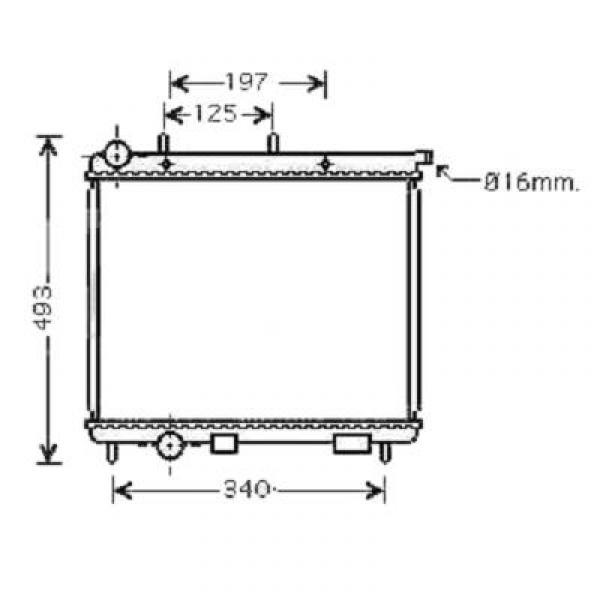 Radiator CITROEN C3 02->> 380x402x19. 1.4 HDI - AC 66 KW