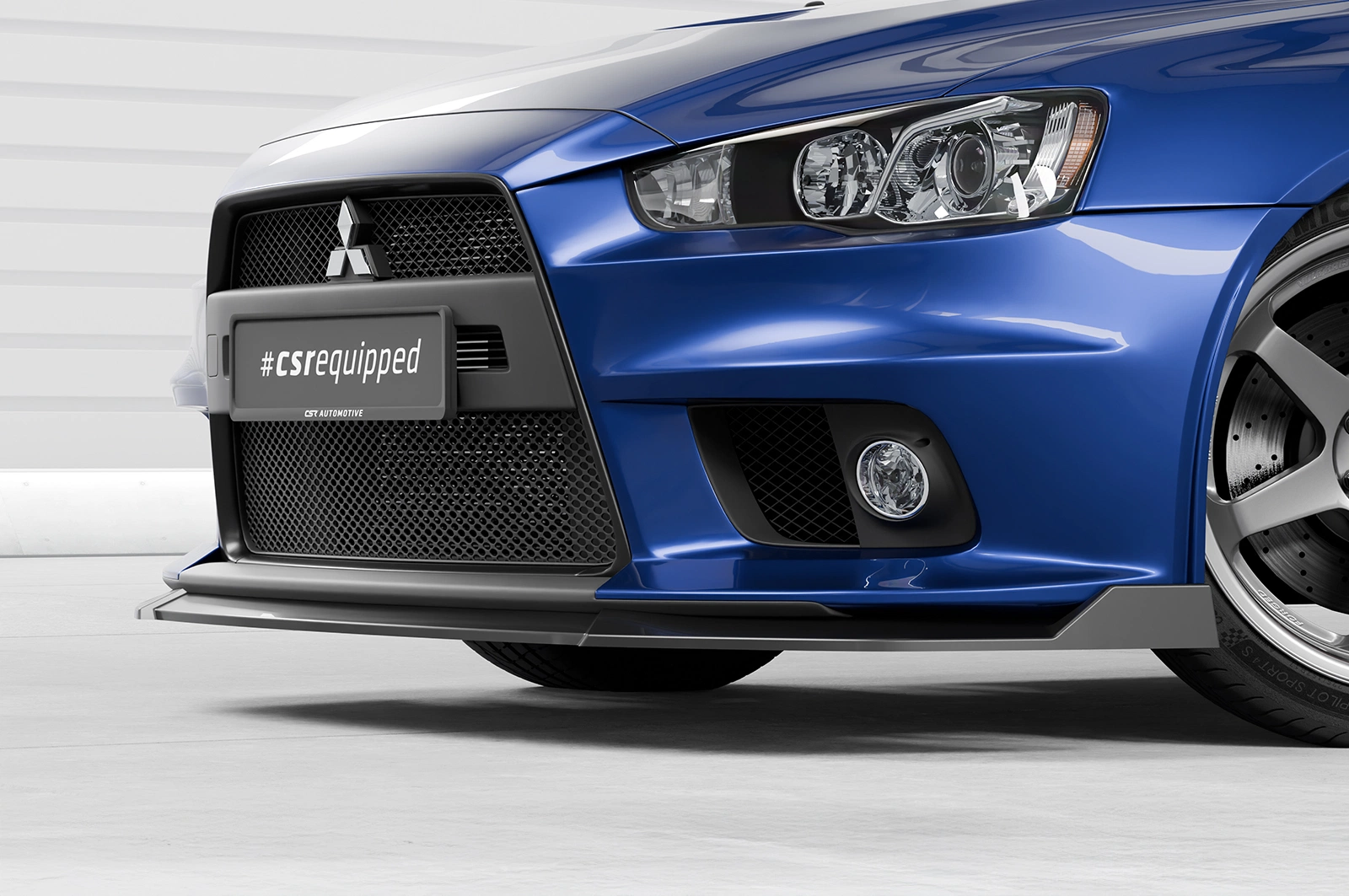 Voorspoiler Mitsubishi Lancer Evolution X glans zwart