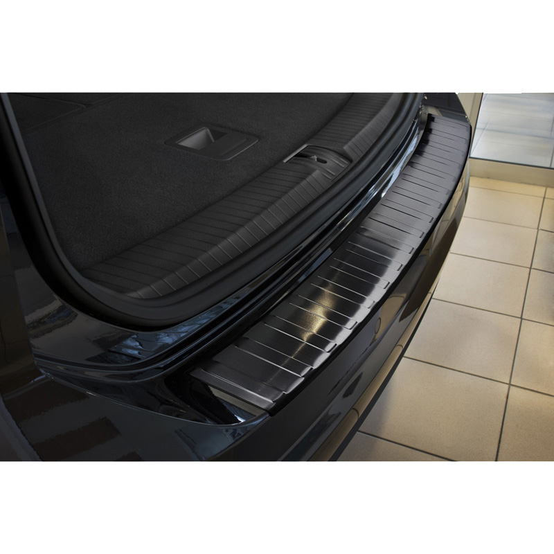 Zwart RVS Achterbumperprotector  Volkswagen Touran III 2015- incl. R-Line 'Ribs'