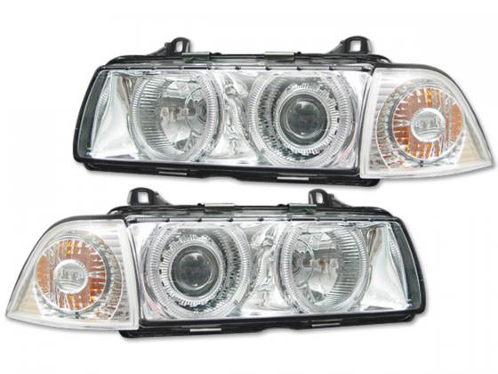 Faros BMW E36 coupe Angel Eyes cromo