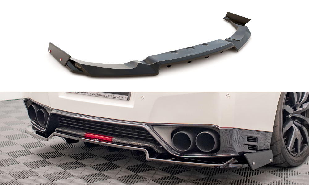 Diffuser met Canards Nissan GTR R35 11-16 Maxton Glans Zwart