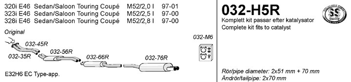 Simons Uitlaatsysteem af kat. BMW 3-serie E46 1998>