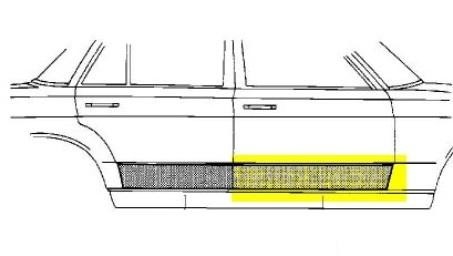deurplaat, voor, rechts Mercedes E klasse, W123, 1976-1985