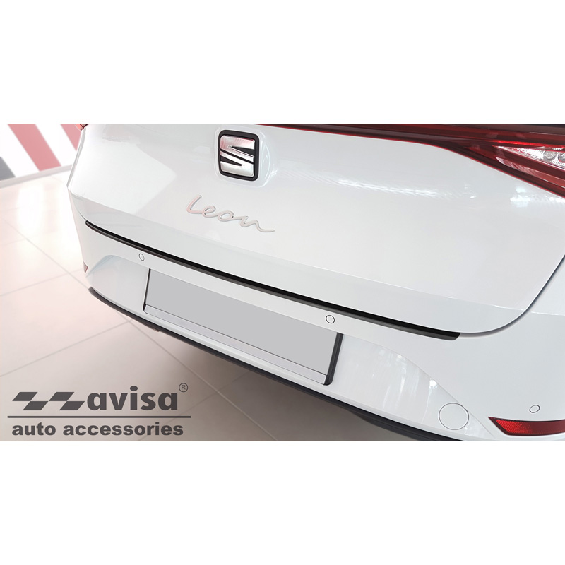 Zwart RVS Achterbumperprotector  Seat Leon Sportstourer incl. FR / Cupra Leon Sportstourer 2020-2024 & FL 2024- 'Ribs'