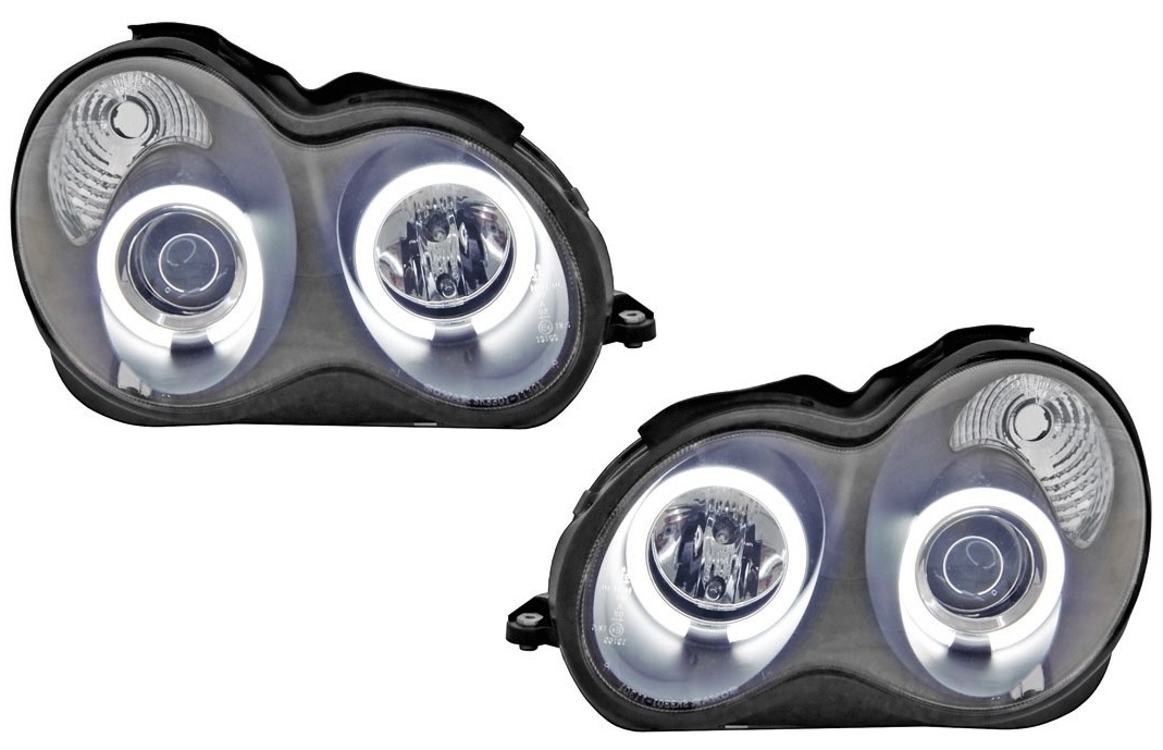 Faros Mercedes W203 00-07 h1+h1 Angel Eyes CCFL black