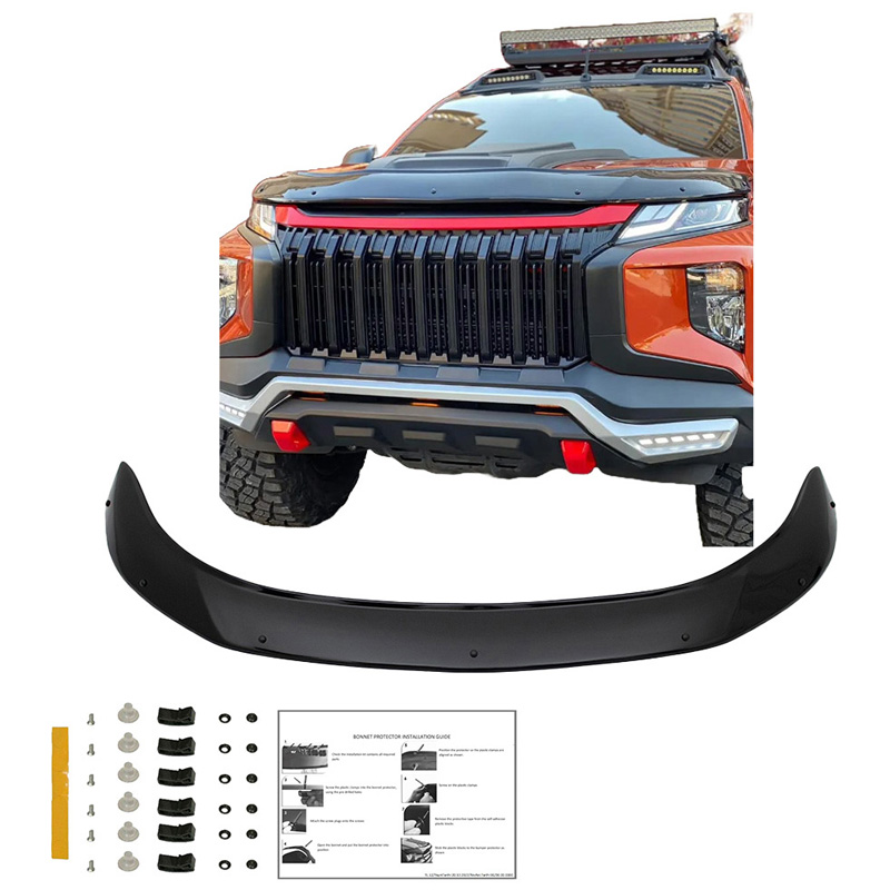 Motorkapbeschermer (steenslagcover)  Mitsubishi L200 Triton 6 2019- - Glanzend zwart