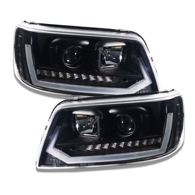 Headlights VW T5 03-09 Devil Eyes Dlite LED Chrome