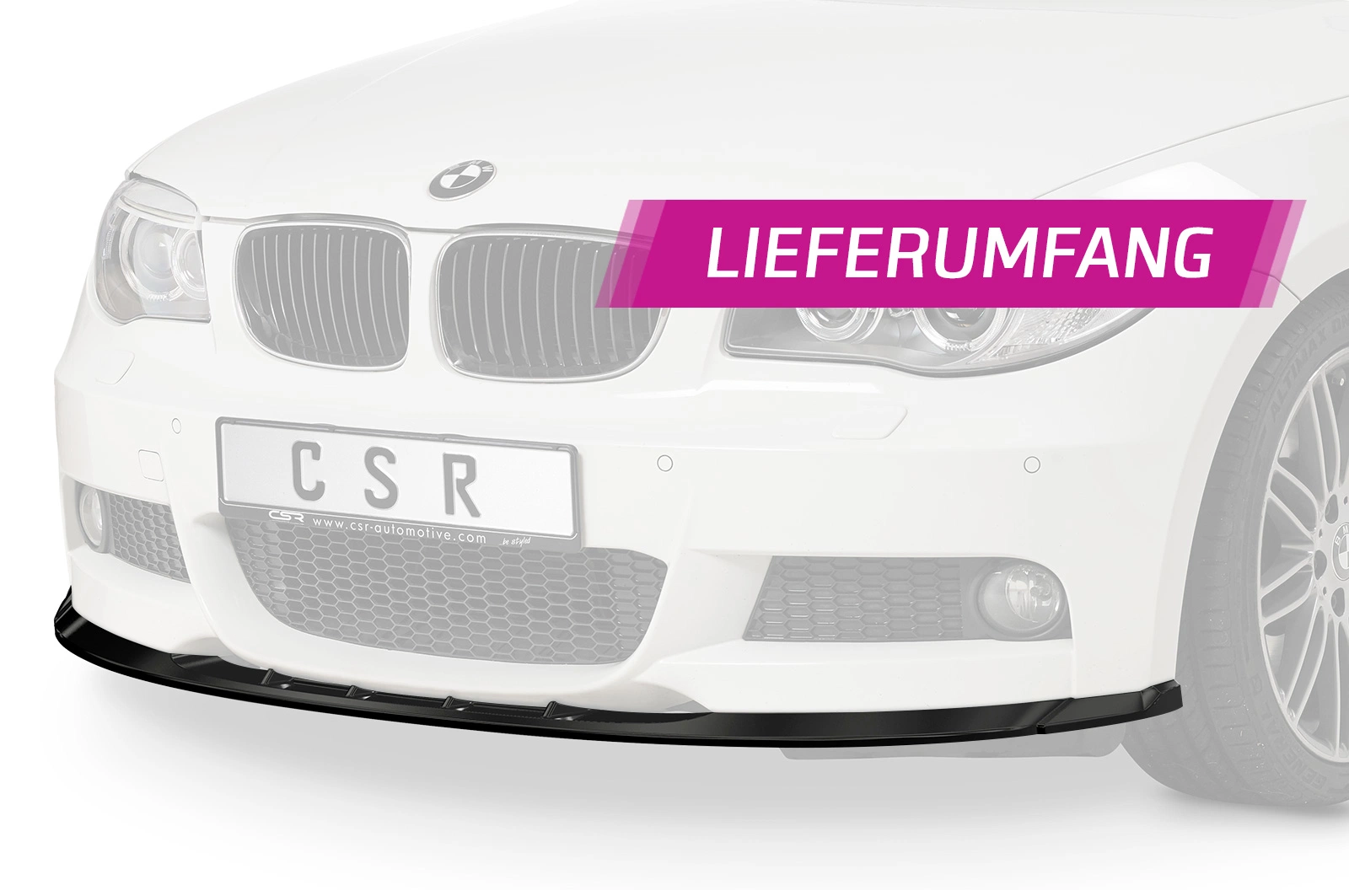 Voorspoiler BMW 1er E82 / E88 M-Paket 10/2007–10/2013 (Facelift, LCI) – CSR Automotive – Glans Zwart