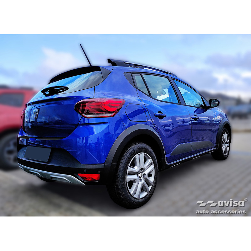 Zwart RVS Achterbumperprotector  Dacia Sandero III 2020-2022 & Facelift 2022- incl. Stepway 'Ribs' (2-delig)