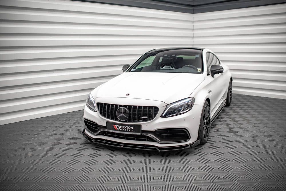 Voorspoiler V.2 Mercedes AMG C63 Coupe W205 FL Maxton Glans Zwart