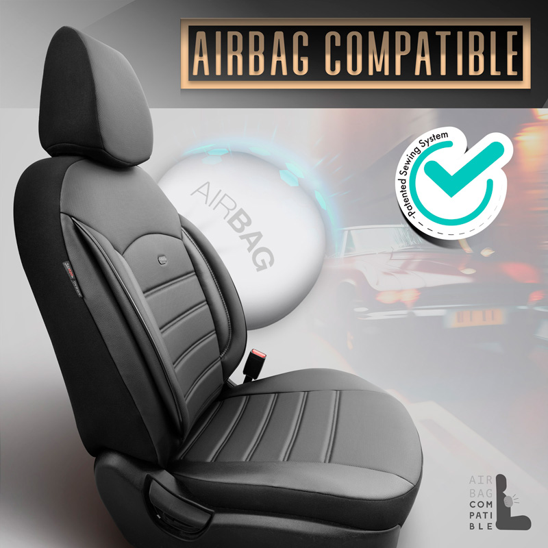 Universele Volleder Stoelhoezenset 'Inspire' Zwart - 11-delig - geschikt voor Side-Airbags