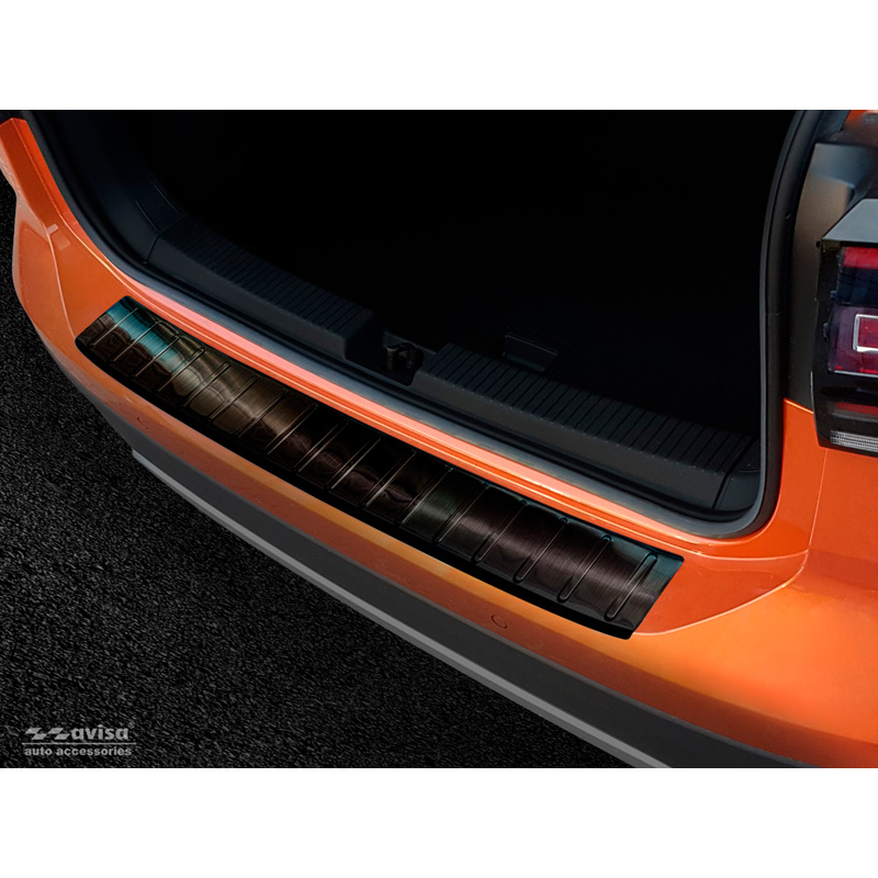 Zwart RVS Achterbumperprotector  Volkswagen T-Cross 2019-2024 & FL 2024- 'Ribs'