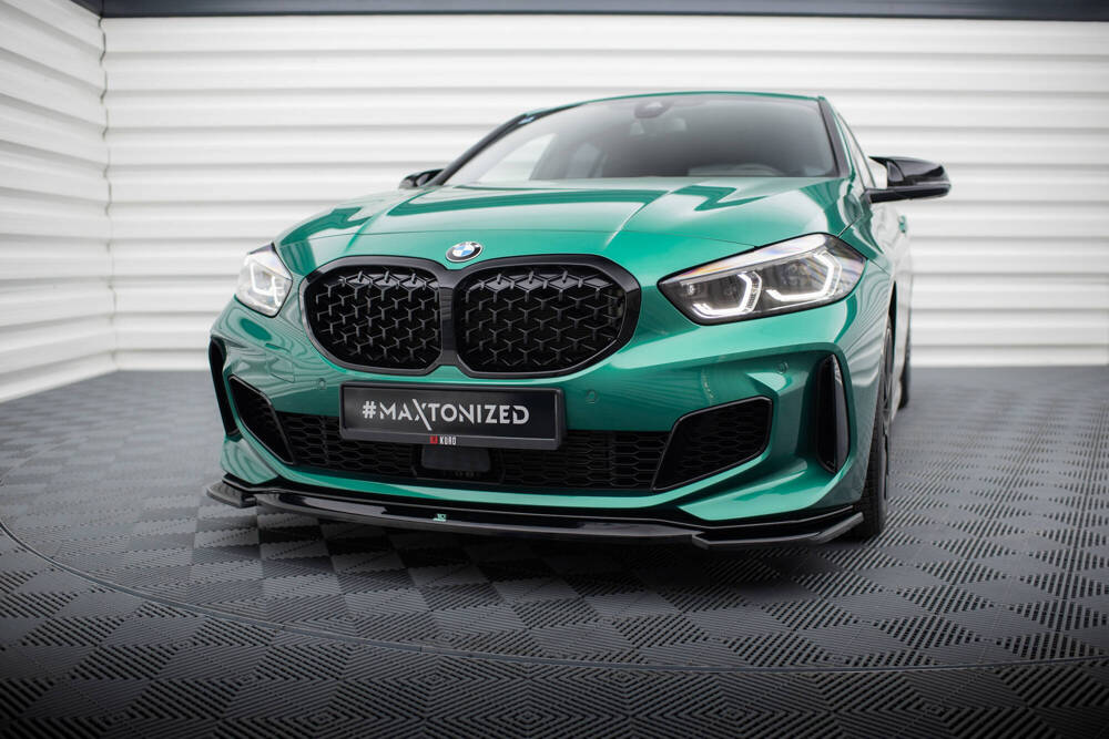 Voorspoiler V.10 BMW 1 F40 M135i Maxton Glans Zwart