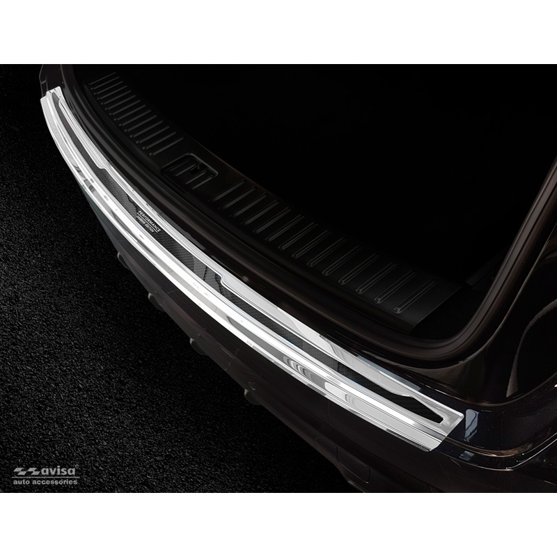 RVS Achterbumperprotector 'Deluxe'  Porsche Cayenne III 2017- 'Performance' Zilver/Zwart Carbon