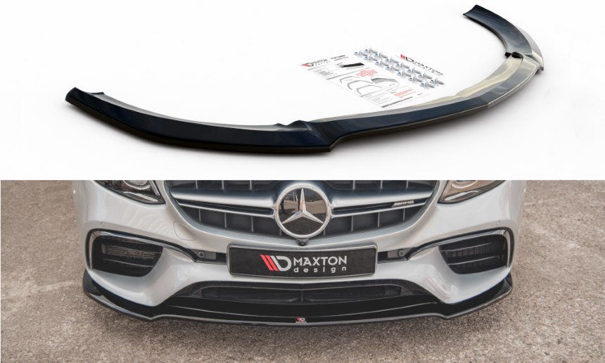 Voorspoiler Mercedes E63 AMG (Estate/Sedan) W213 Maxton Design glans zwart V.1