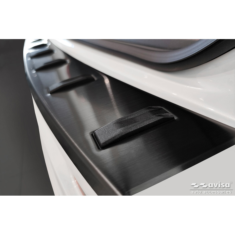 Zwart RVS Achterbumperprotector  BMW 5-Serie G31 FL Touring 2020-2024 excl. M-Sport 'STRONG EDITION'