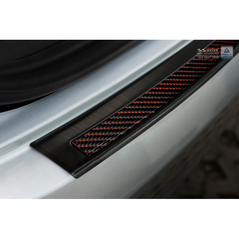 RVS Achterbumperprotector 'Deluxe'  Mercedes GLE Coupé 2015- Zwart/Rood-Zwart Carbon