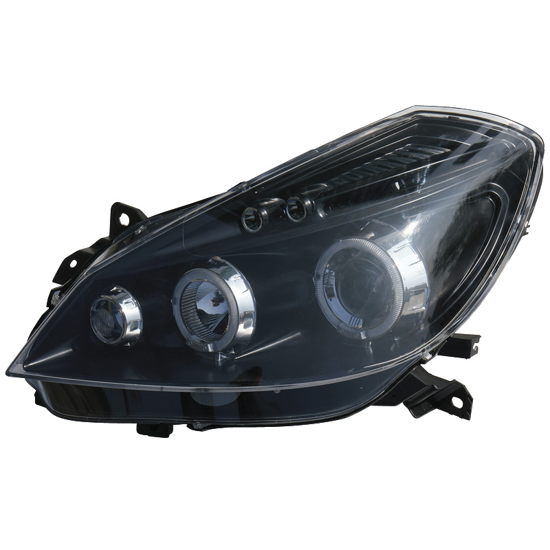 Set Koplampen  Renault Clio III 2005-2007 - Zwart - incl. Angel-Eyes