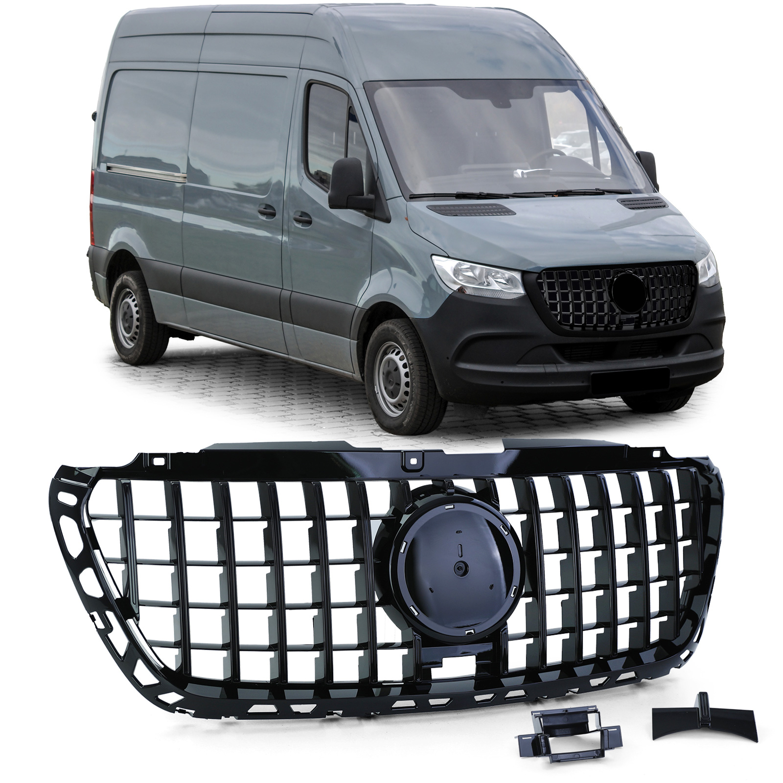 Grill Mercedes Sprinter 907 910 18- Zwart AMG Look