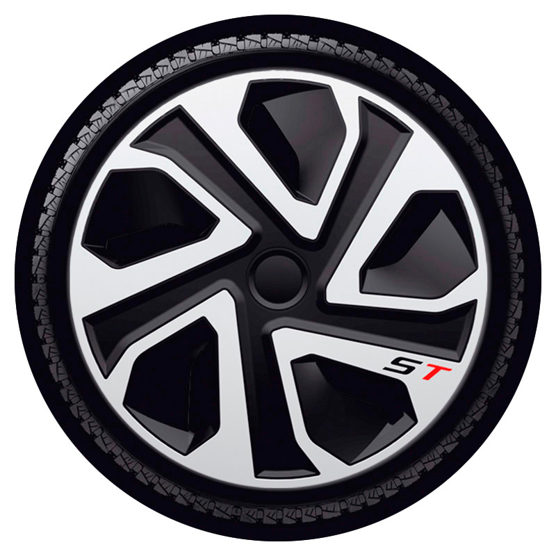 4-Delige J-Tec Wieldoppenset ST 18-inch zilver/zwart