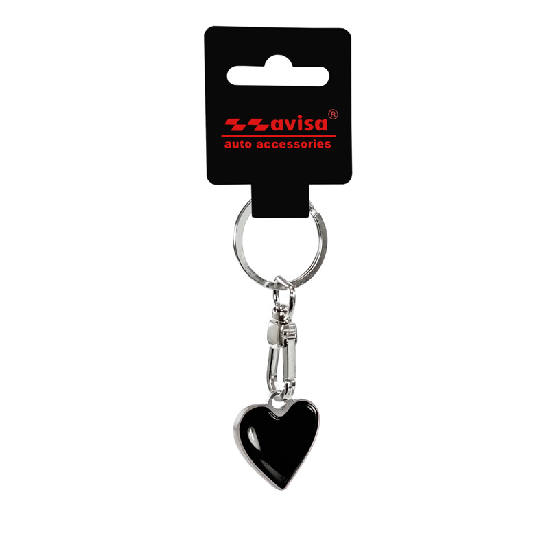 RVS sleutelhanger - 'Heart' Zwart
