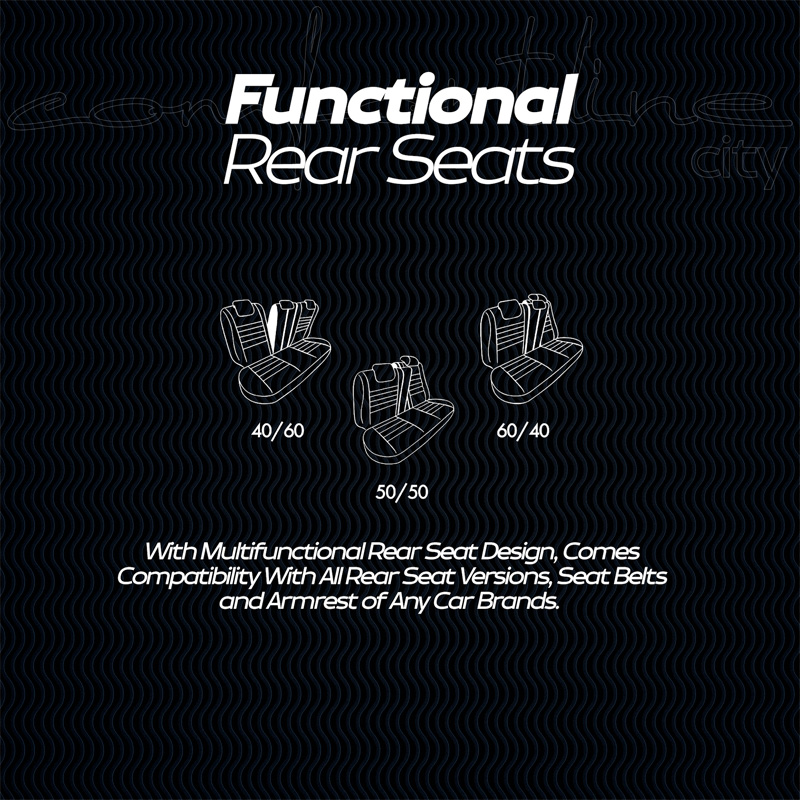 Universele Leder/Stoffen 'CityBug' Stoelhoezenset 'Comfortline' Zwart/Grijs - 9-delig - geschikt voor Side-Airbags