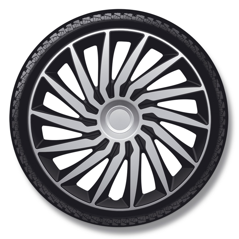 4-Delige Wieldoppenset Kendo 16-inch zilver/zwart