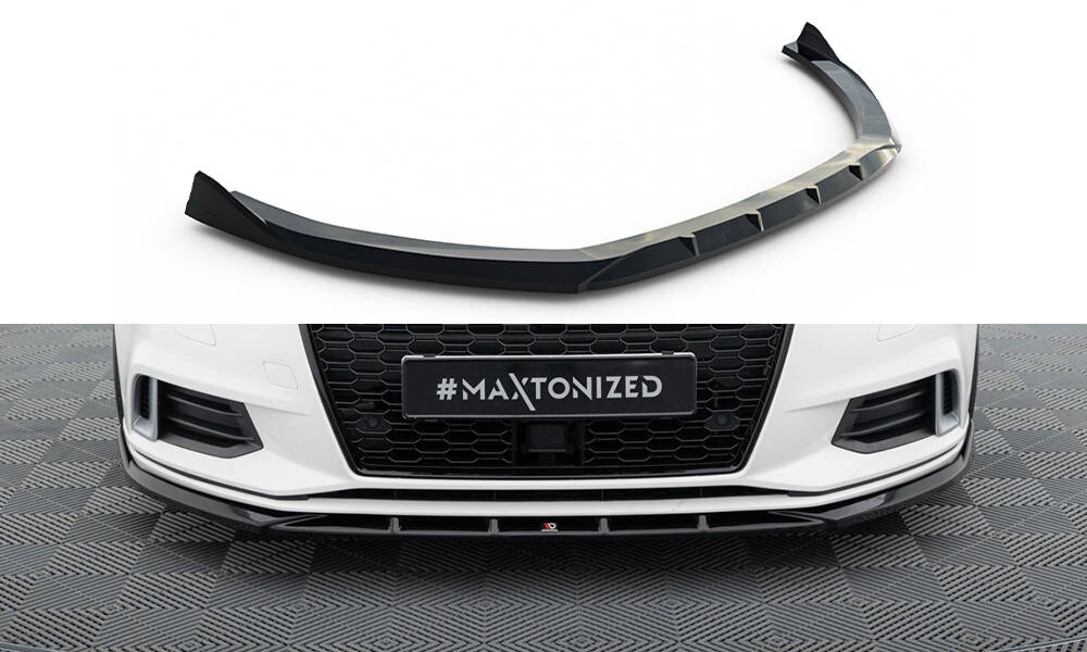 Voorspoiler Audi A3 Sedan 8V Facelift Maxton Glanzend zwart
