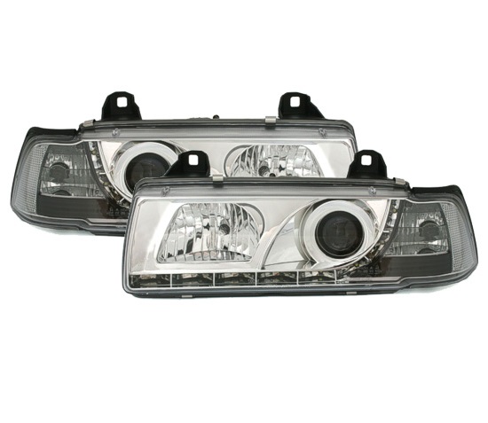 Headlights BMW E36 Sedan 92-98 Devil Eyes Dlite LED Chrome
