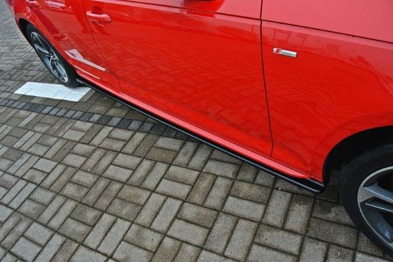 Zijskirts Audi S4 / A4 S-Line B9 Maxton Glanzend Zwart
