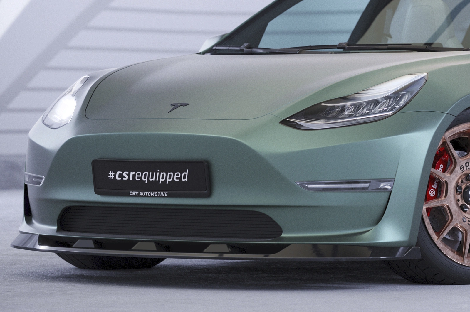 Voorspoiler Tesla Model 3 Glans Zwart – CSR (2017–09/2023 Voor-Facelift)