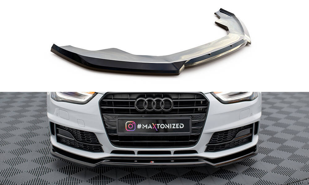 Voorspoiler V.2 Audi A4 Competition B8 FL Maxton Glans Zwart