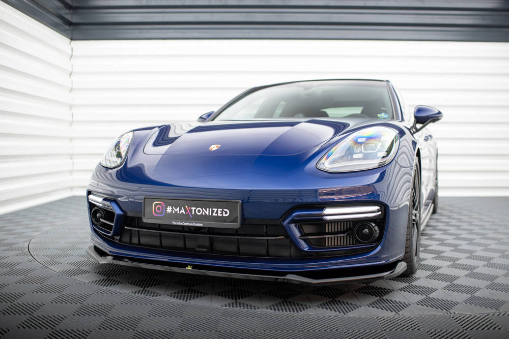 Voorspoiler V.1 Porsche Panamera E-Hybrid 971 Facelift  2020 - Maxton Glans Zwart