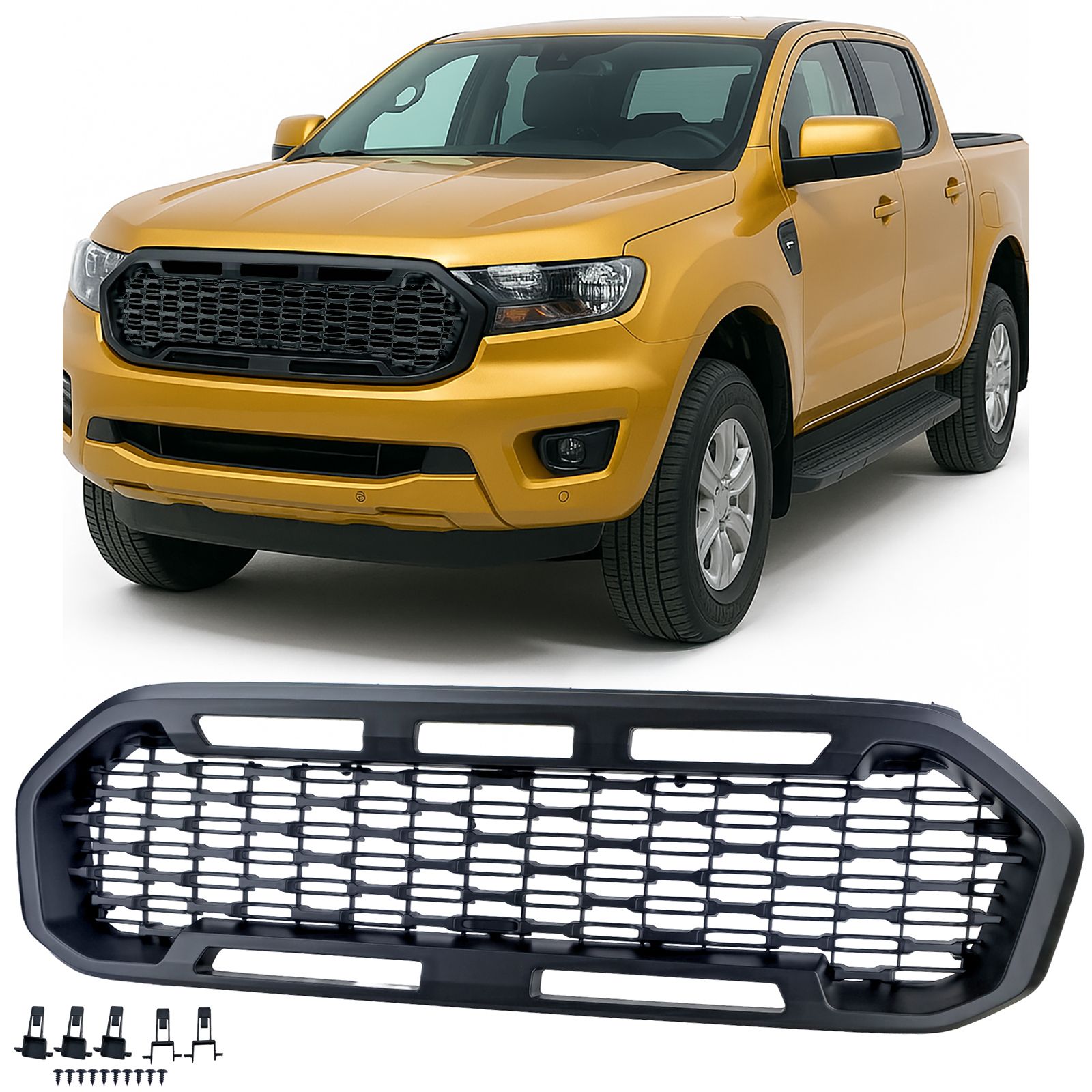 Grill Ford Ranger T8 (2019–2022) – Zwart Mat – Zonder Embleem