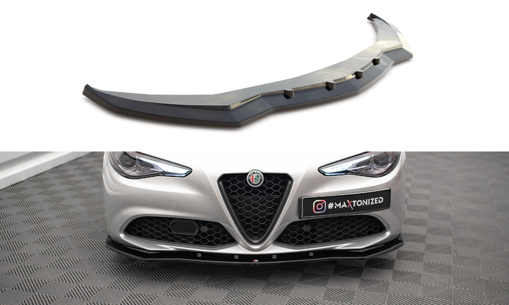 Voorspoiler V.1 Alfa Romeo Giulia Sport Maxton Glans Zwart