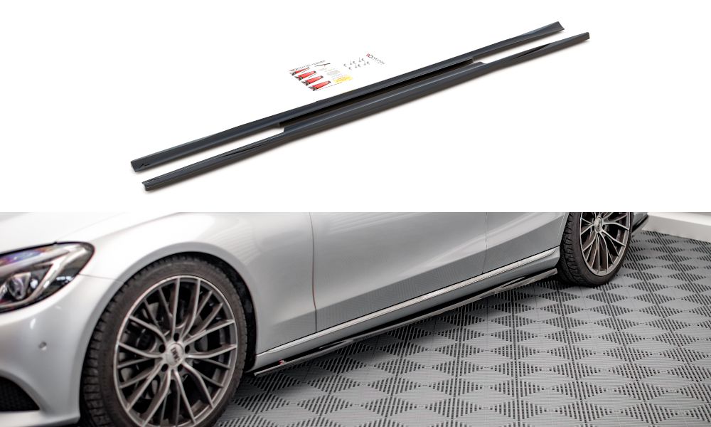 Zijskirts Mercedes-Benz C Klasse W205 Maxton Glans Zwart