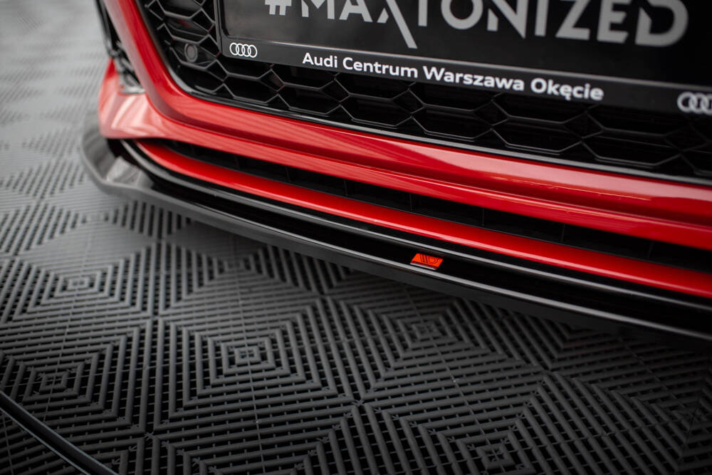 Voorspoiler V.1 Audi RS4 B9 FL Maxton Glans Zwart