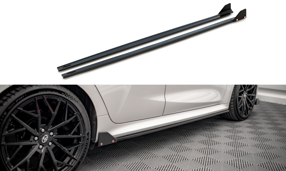 Zijskirts V.1 met Canards Toyota Yaris MK4 Maxton Glans Zwart