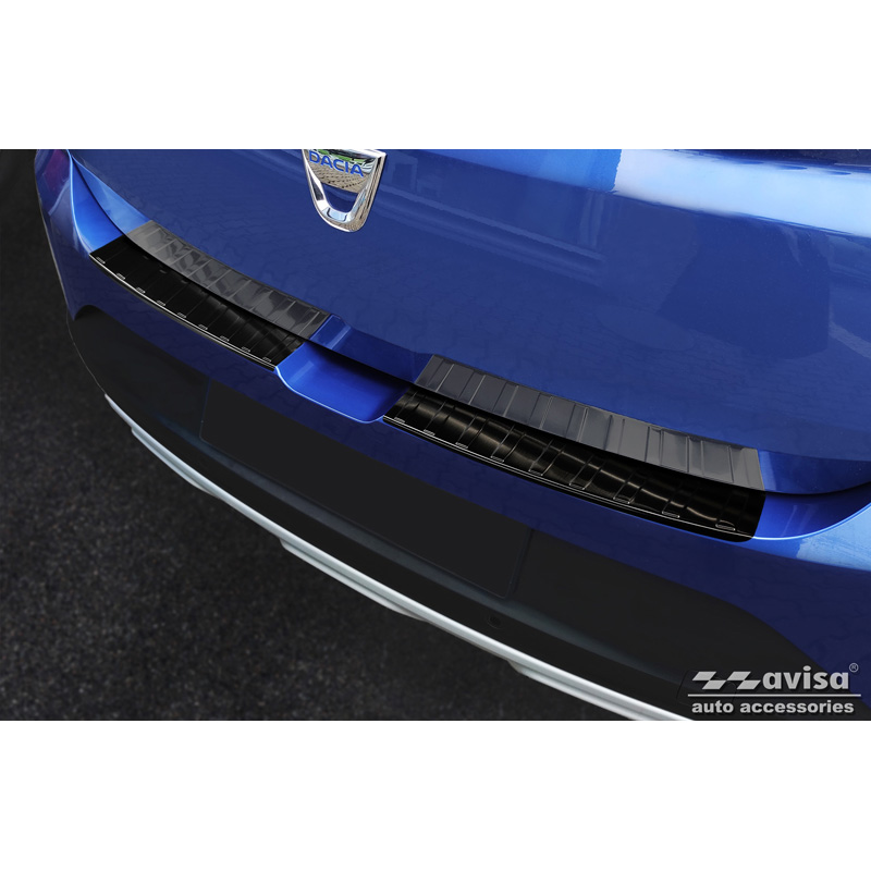 Zwart RVS Achterbumperprotector  Dacia Sandero III 2020-2022 & Facelift 2022- incl. Stepway 'Ribs' (2-delig)