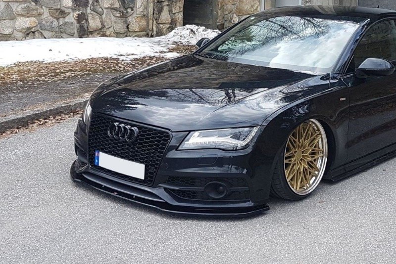 Voorspoiler V.2 Audi S7 / A7 S-Line C7 Glanzend Zwart