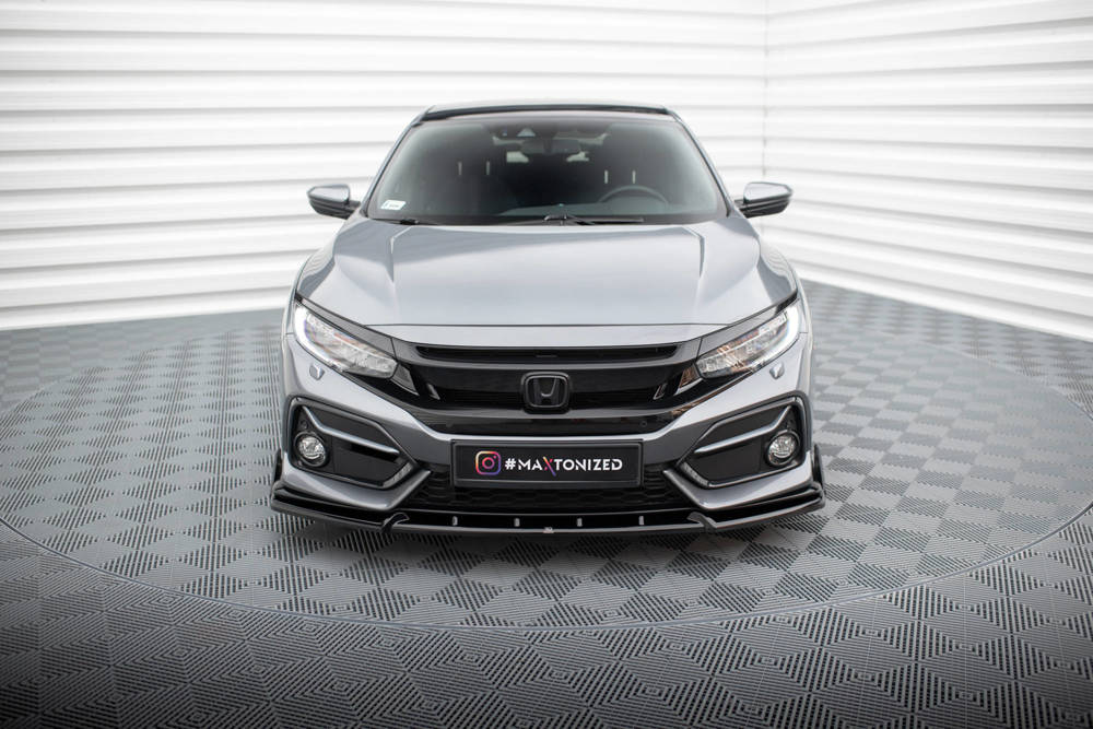 Voorspoiler met Canards Honda Civic Sport 2020 - 2023 Maxton Glans Zwart