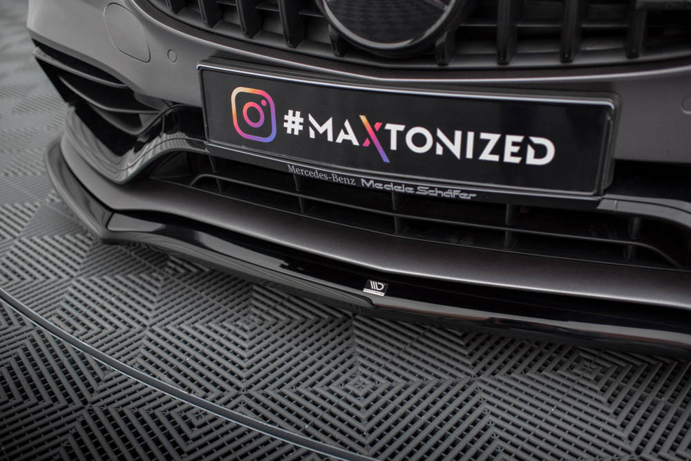 Voorspoiler V.1 Mercedes AMG C63 Sedan / Estate FL Maxton Glans Zwart