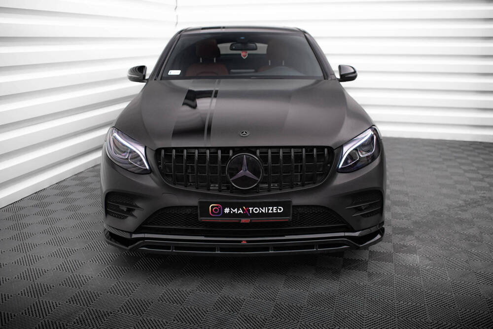 Voorspoiler Mercedes GLC AMG Pakket X253 Maxton Glans Zwart