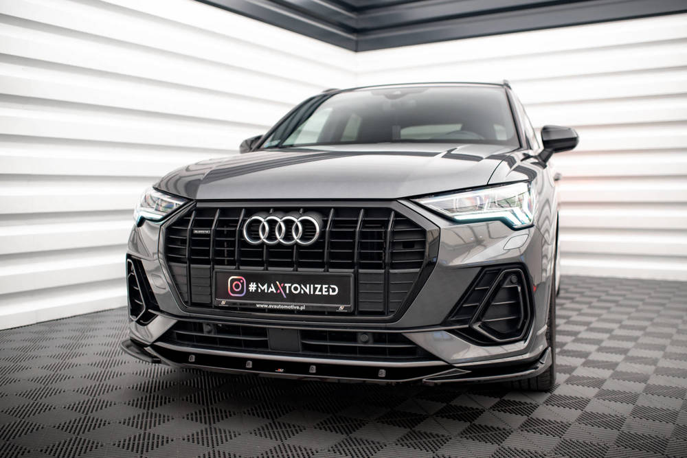 Voorspoiler V.1 Audi Q3 S-Line F3 Maxton Glans Zwart