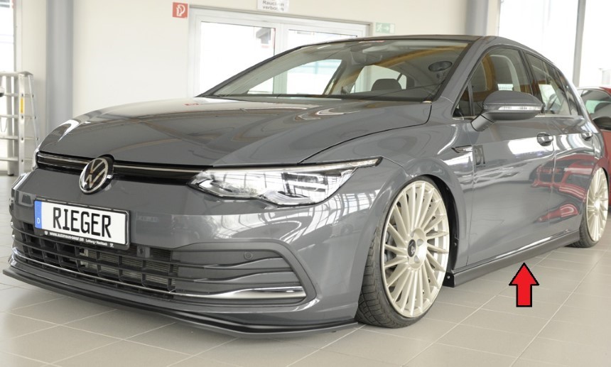 Zijskirts Volkswagen Golf 8 Standaard model / GTI / GTE / GTD Rieger Glans Zwart