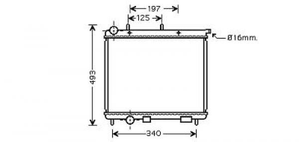 Radiator CITROEN C2/C3 02->> 380x402x26 1.4/1.6 HDI+/-AC 66 KW